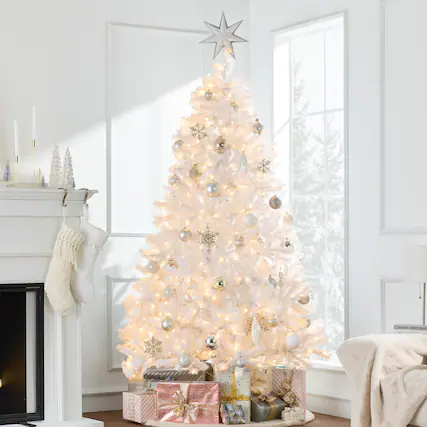 Front. Best Choice Products - Best Choice Products 6ft Prelit Artificial Tinsel Christmas Tree Festive Holiday Decoration w/ 1,000 Tips - White - White.