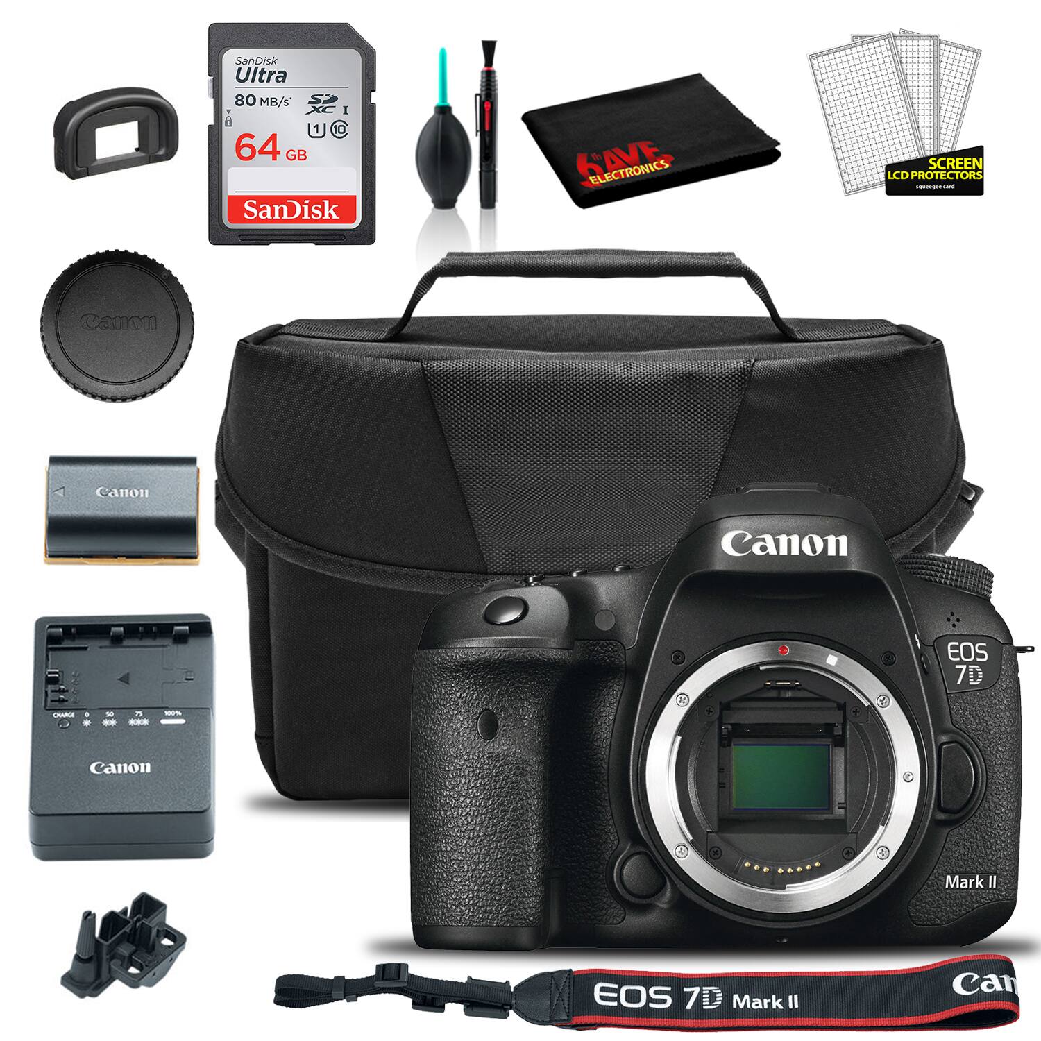 Canon EOS 7D Mark II DSLR Camera (Body Only) (9128B002) + EOS Bag 