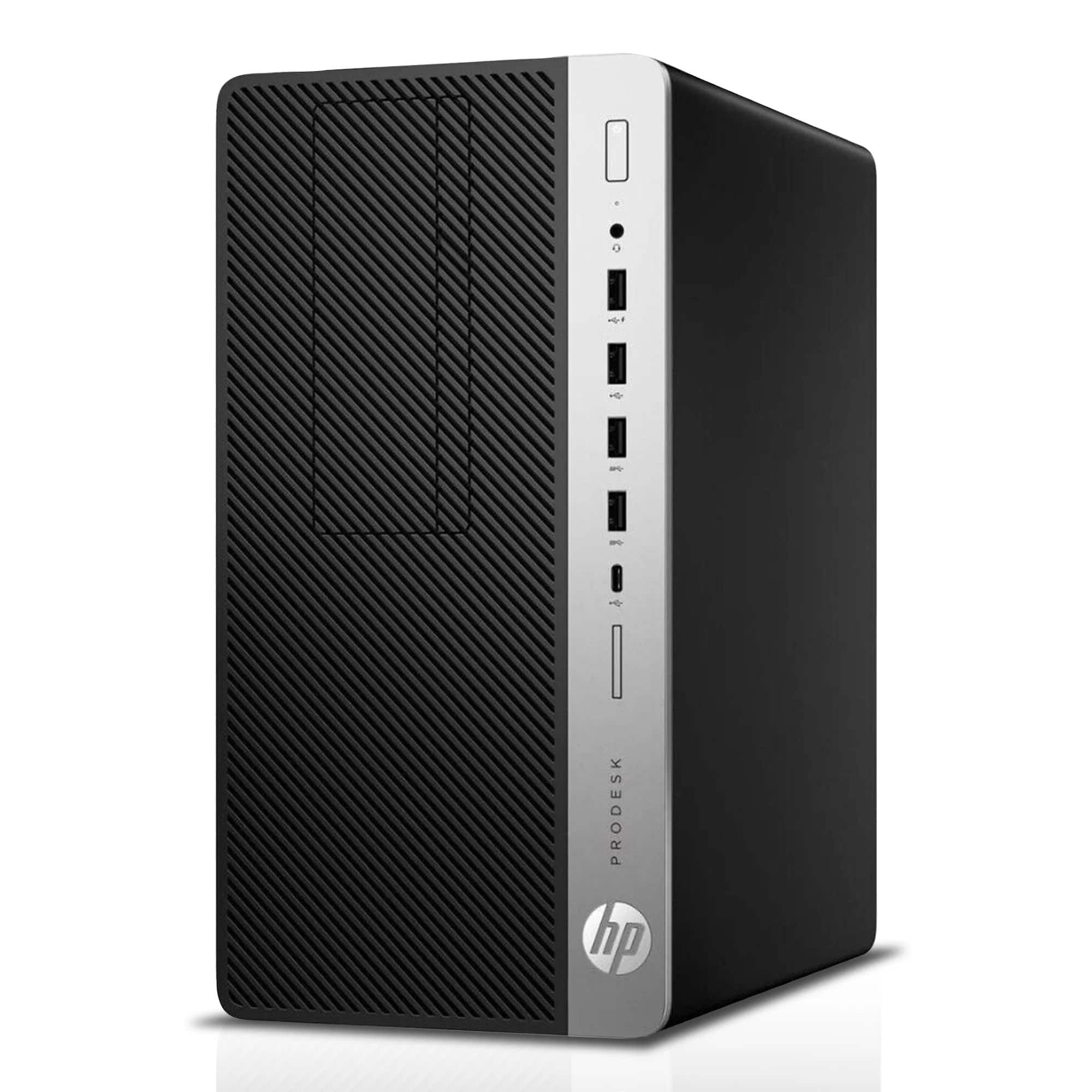 Alt View 1. HP - HP ProDesk 600G4 Tower Desktop PC, Intel Core i7-8700 up to 4.6GHz, 32GB DDR4 RAM, 1TB SSD, USB WiFi, DVDRW, Win11 Pro - Black.