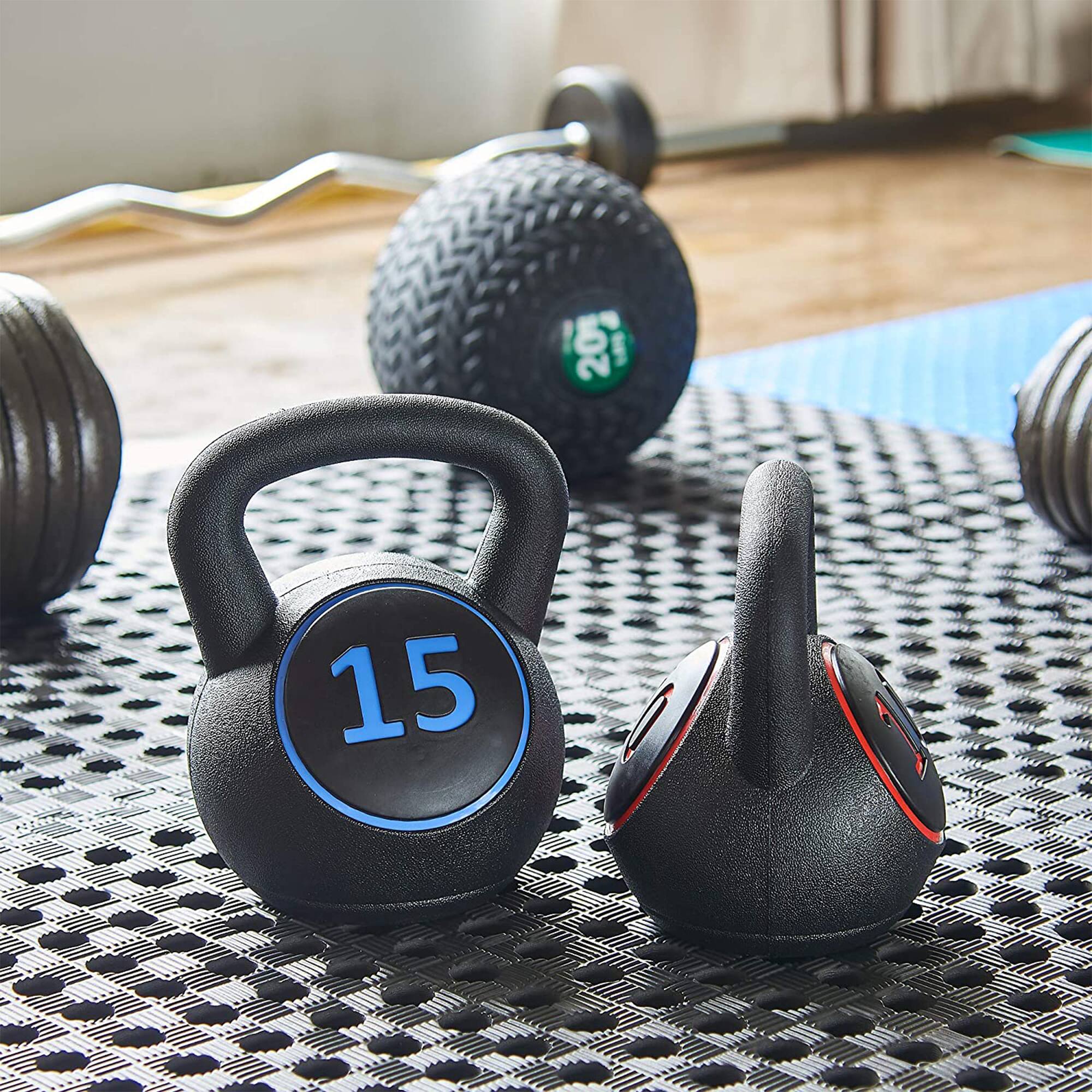Alt View 8. BalanceFrom Fitness - BalanceFrom Wide Grip Kettlebell Fitness Exercise Weights, 5, 10, and 15 Pounds - Black.
