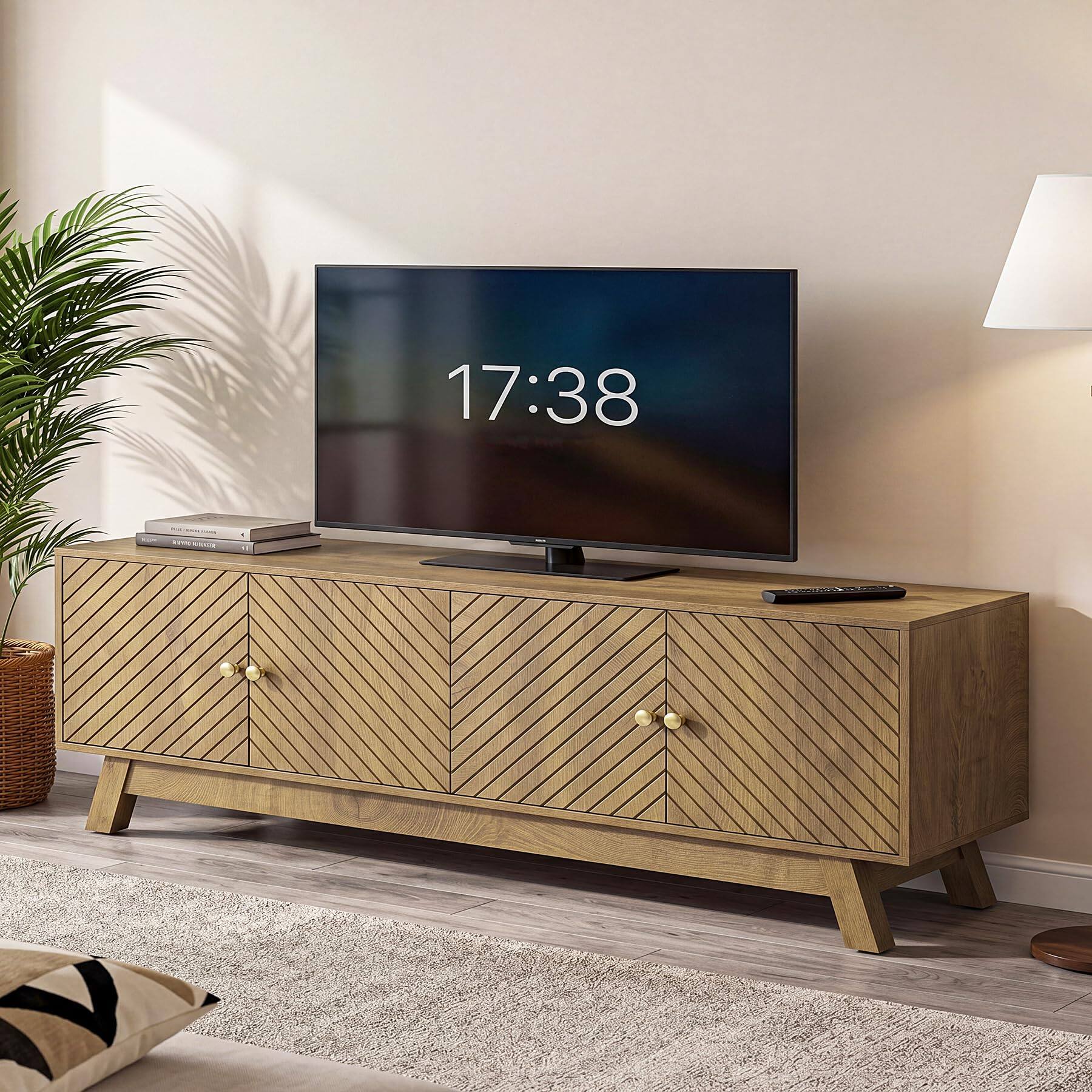 Back. Tribesigns - LITTLE TREE 63" Mid-Century Modern TV Stand for TVs Up to 60 Inch - Brown.