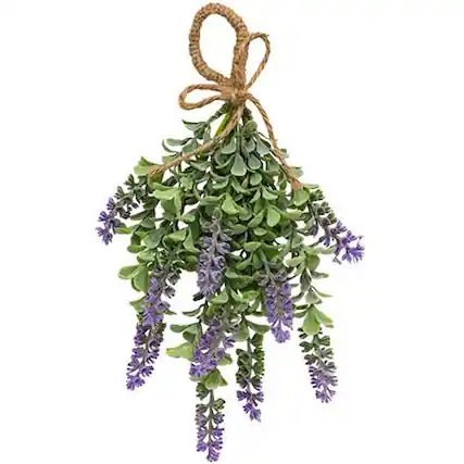 Front. BreeBe - Purple Sage Boxwood Hanging Teardrop - Purple.