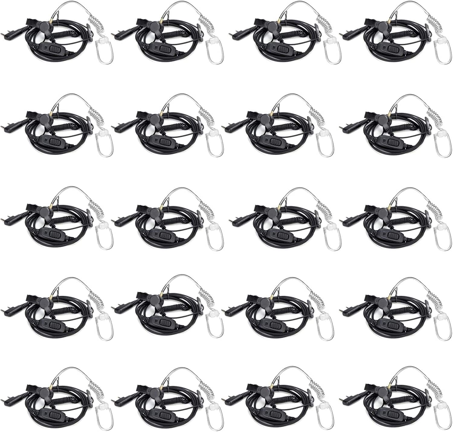 Retevis - Walkie Talkie Earpiece, Coiled Cord, for H777/RT22/RT68/RT21/RT68H | Compatible with Pxton, Baofeng, Kenwood Wal - Black