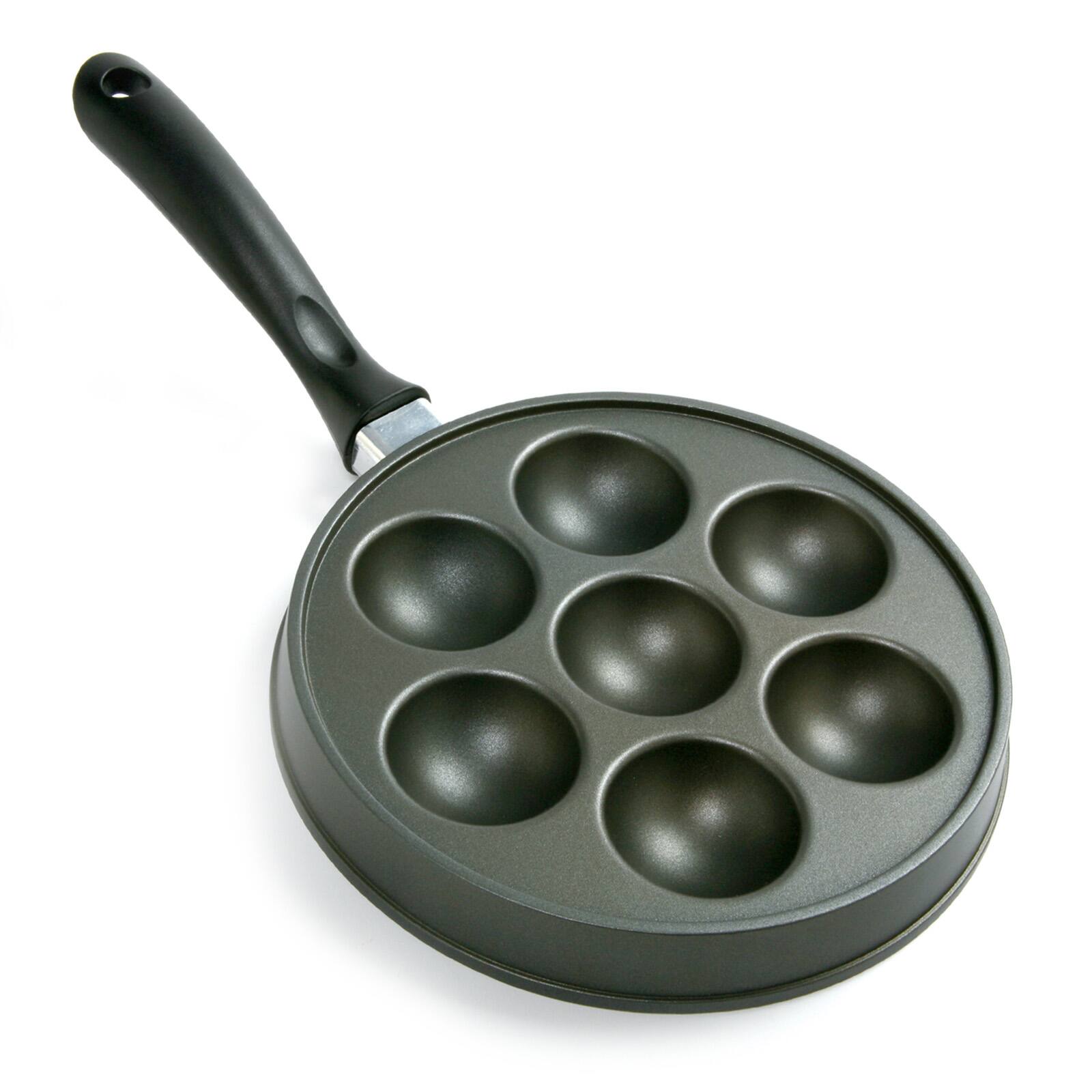Front. Norpro - Stuffed Aebleskiver Pancake Pan with 2.25-Inch Cavities - Black.