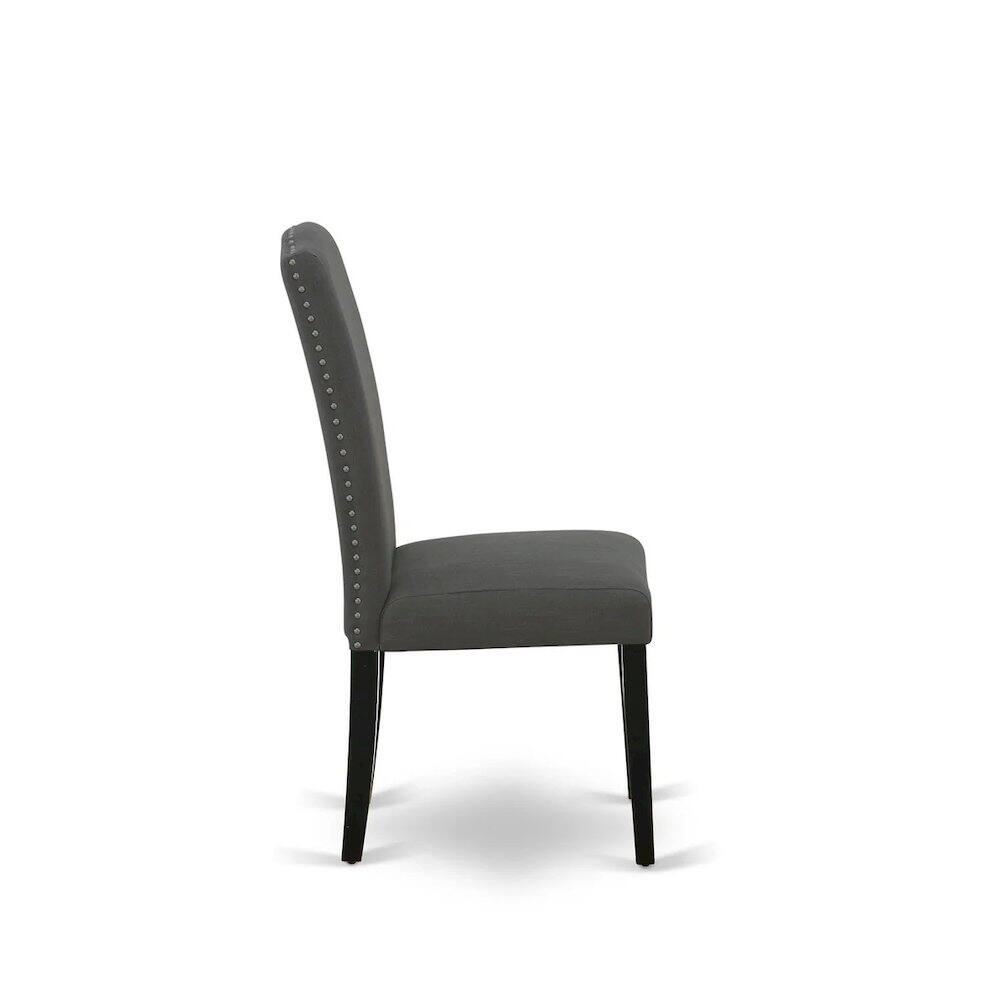 Alt View 3. East West Furniture - 7 Piece Modern Dining Table Set Consist of a Rectangle Wooden Table and 6 Dark Gotham Linen Fabric Upholstered Chairs - Black.