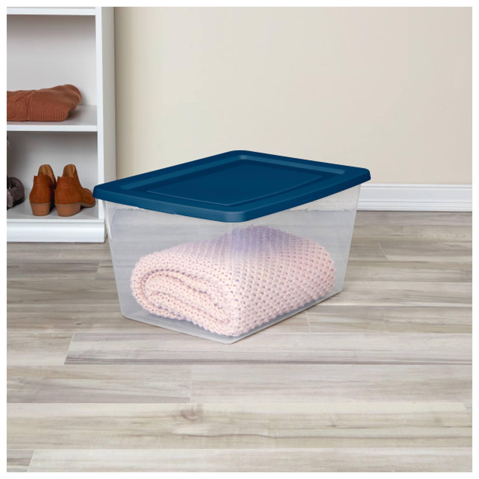 Alt View 4. Sterilite - Sterilite 58 Qt Storage Boxes, Clear Plastic Containers with Lid, Set of 8, Blue - Marine Blue.