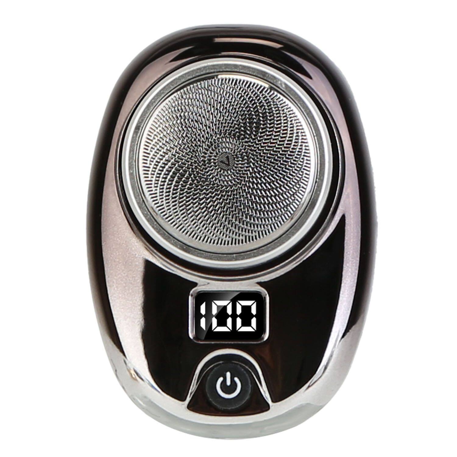 Back. Mirfee - Portable Electric Shaver with LED Display & Type-C Charging for Travel & Home - Black.