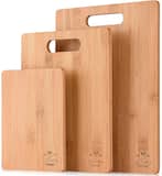 Zulay Kitchen - (3-Piece Set) Bamboo Wooden Cutting Boards (Multiple Sizes) - Brown