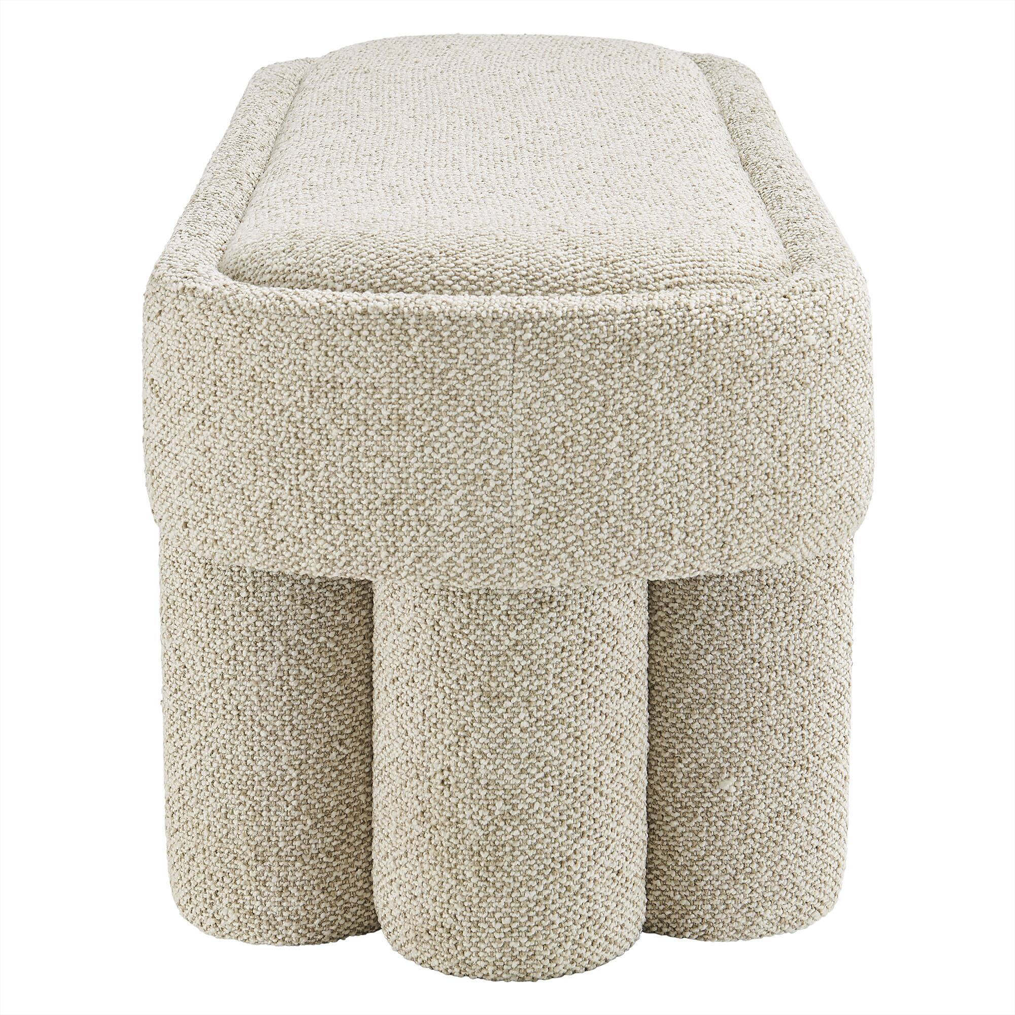 Alt View 2. Modway - Mossi 52-Inch Oval Boucle Fabric Bench by Modway - Marble.