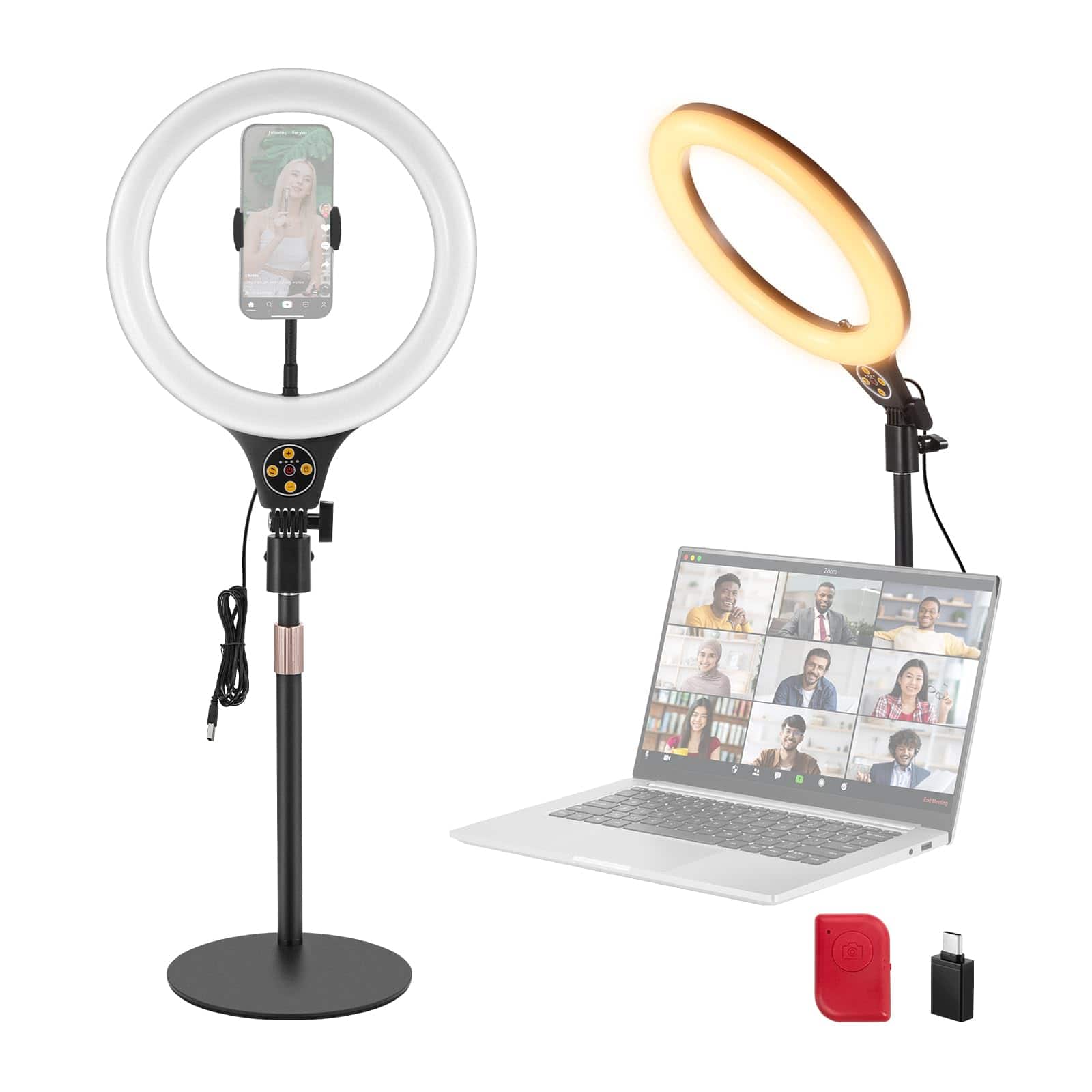 Neewer - Entry Level 10.5" Desk Ring Light with Stand, Phone Holder & Remote, N22
