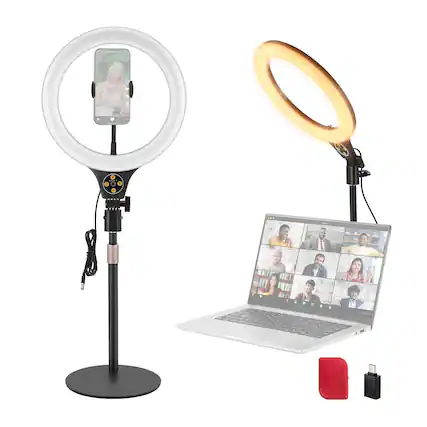 Front. Neewer - Entry Level 10.5" Desk Ring Light with Stand, Phone Holder & Remote, N22.