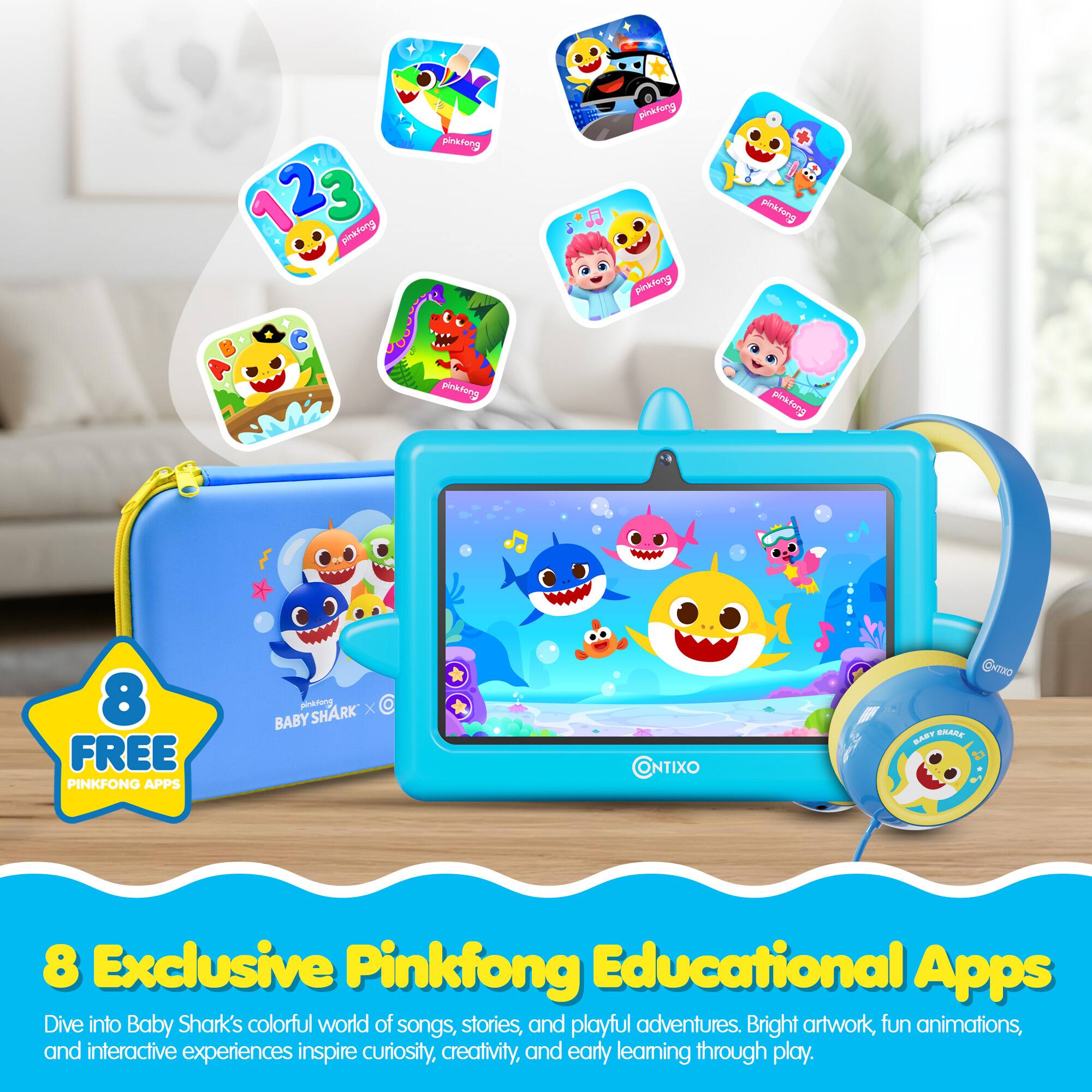 pinkfong 123 pinkfong  
pinktong pinktong  
byurfood  
pinkfong  
Postetion  
8 FREE PINKFONG APPS  
pinklong SHARK X BABY  
ONTIXO  
CONTOKO BABY SMARK  
8 Exclusive Pinkfong Educational Apps  
Dive into Baby Shark's colorful world of songs, stories, and playful adventures. Bright artwork, fun animations, and interactive experiences inspire curiosity, creativity, and early learning through play.
