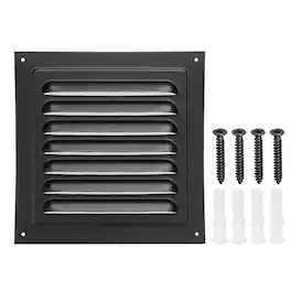 Unique Bargains - 6.5"x6.5" Aluminum Gable Vent, Exterior Wall Outlet Square Soffit Vent HVAC Louver Air Grille with Built-in Screen - Black