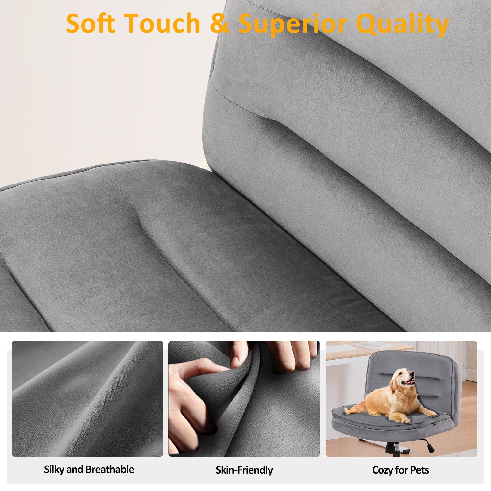 CloudRest Pro Armless Cross Legged Office Chair Wide Home Office