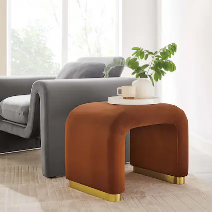 Front. Modway - Koda Performance Velvet Waterfall Stool by Modway - Brass Rust.