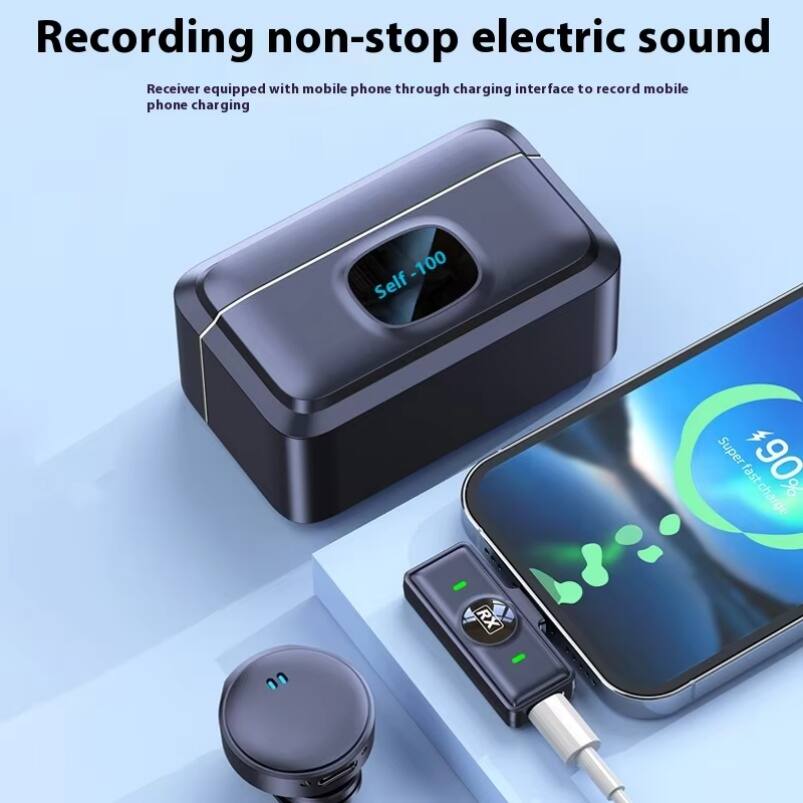 Recording non-stop electric sound  
Receiver equipped with mobile phone through charging interface to record mobile phone charging  

Self - 100  
Super 90% fast charge  
RX 00