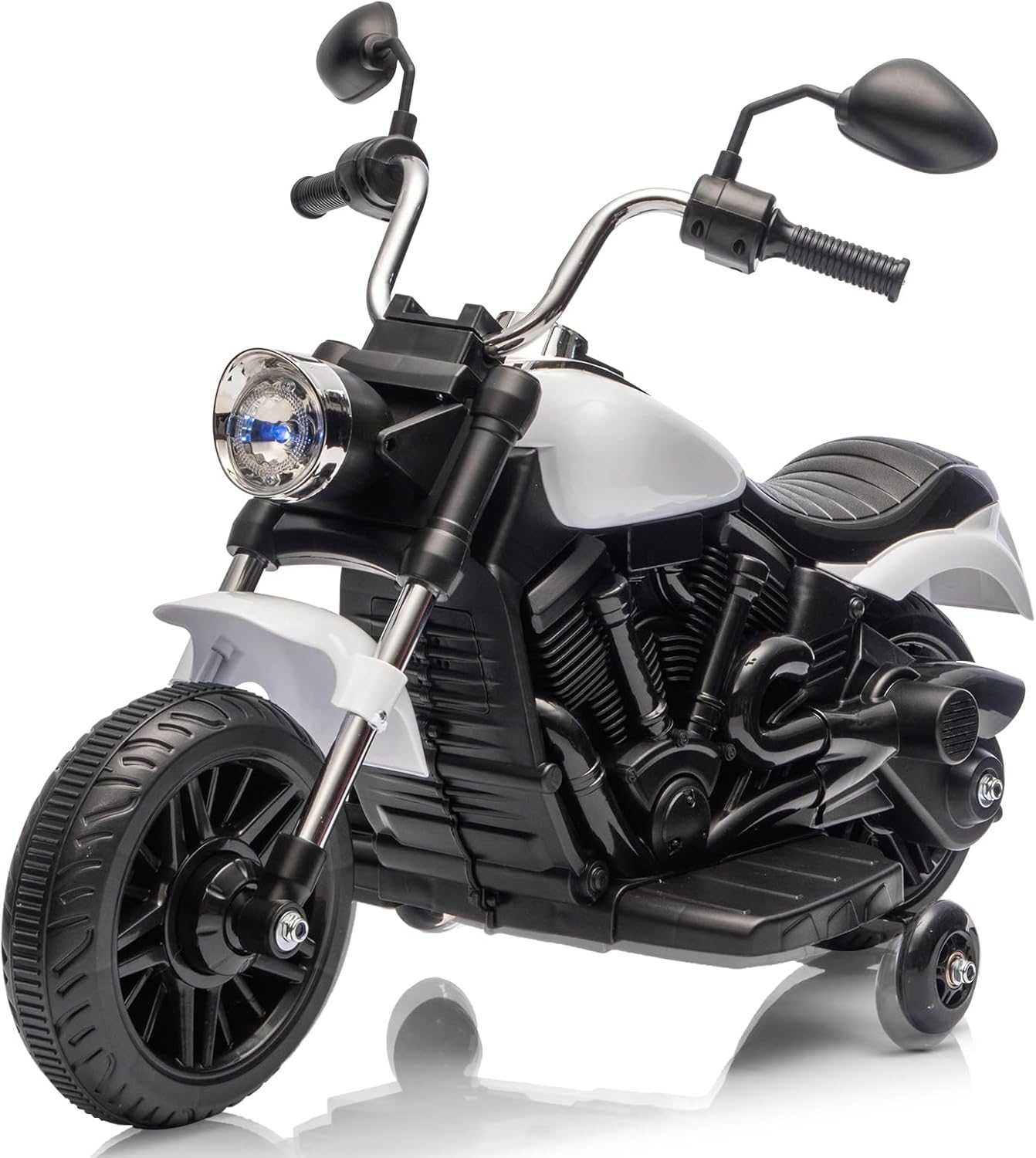 Front. Homhougo - Kids Motorcycle, 12V Battery Powered Electric Motorcycle, 3-Wheel Ride On Motorcycle w/Training Wheels, Reverse.