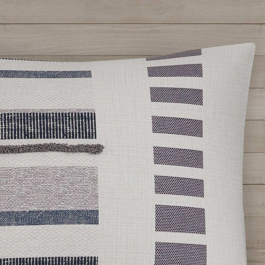 Alt View 3. Gracie Mills - Gracie Mills Oconnor 3 Piece Boho Cotton Printed Duvet Cover Set with Trims - Navy.