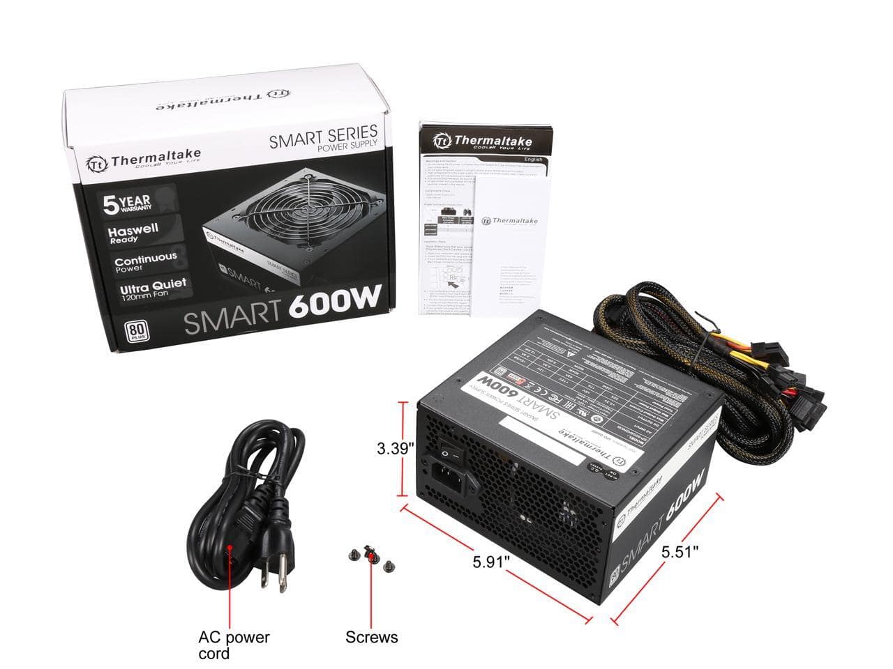 Thermaltake - Smart Series 600W 80 PLUS Active PFC PSU