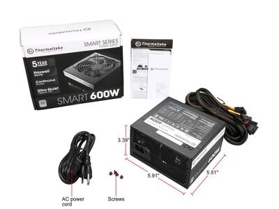 Thermaltake - Smart Series 600W 80 PLUS Active PFC PSU Thermaltake - Smart Series 600W 80 PLUS Active PFC PSU