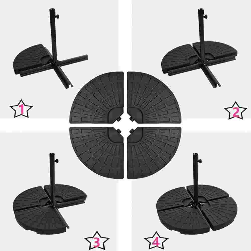 Alt View 2. Ainfox - Ainfox HDPE 4pcs Round Fan-Shaped Hanging Umbrella Base Stand for Patio – Black - black.