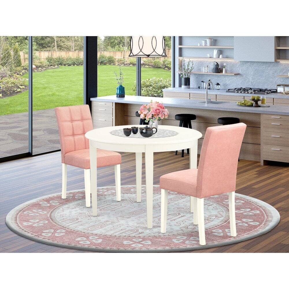 Alt View 7. East West Furniture - 3 Piece Dining Table Set contain A Dining Table - White.