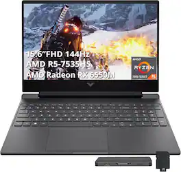 HP - Victus 15.6" Gaming LaptopRyzen 5-7535HS,16GB RAM,512GB SSD+256GB Dock Station,Radeon RX 6550M,Win 11 Pro - Mica Silver