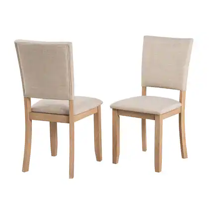 Front. Vaczon - Transitional Upholstered Dining Chair, Fabric Seat & Back, Padded Cushioned Accent Chair for Kitchen Dining Room - Natural.