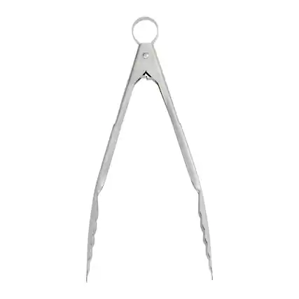 Front. Cuisipro - 9.5 Inch Stainless Steel Locking Tongs - Silver.