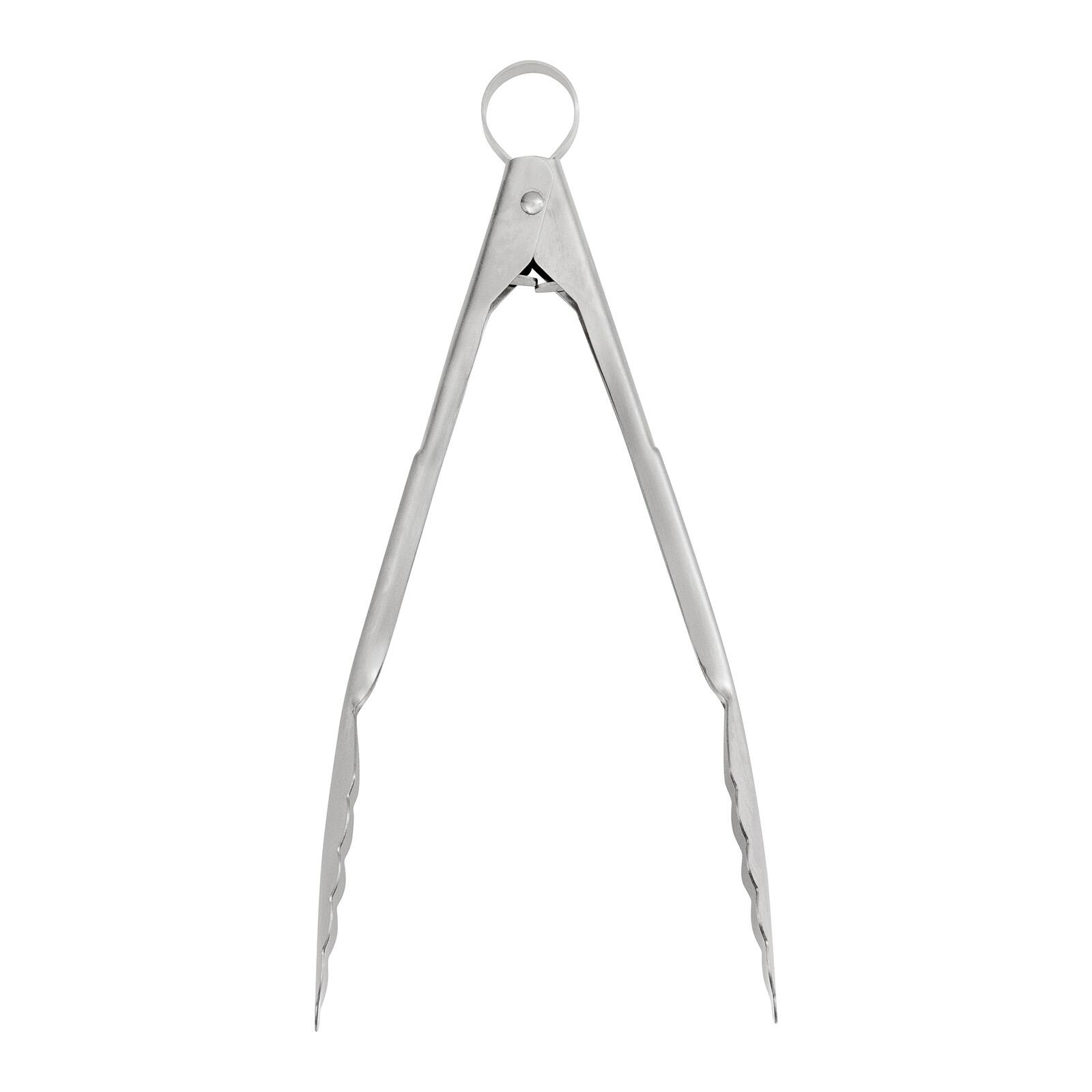 Front. Cuisipro - 9.5 Inch Stainless Steel Locking Tongs - Silver.