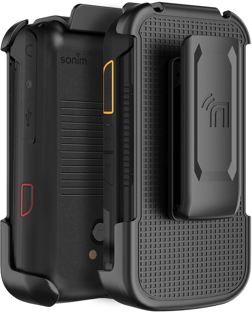 Alt View 2. Nakedcellphone - Holster Case for Sonim XP3plus 5G Flip Phone (2025, X320) - Ratchet Belt Clip Holder - Black.
