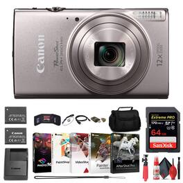 Canon - PowerShot ELPH 360 HS Camera + 64GB Card + Battery + Case + More (International Version)