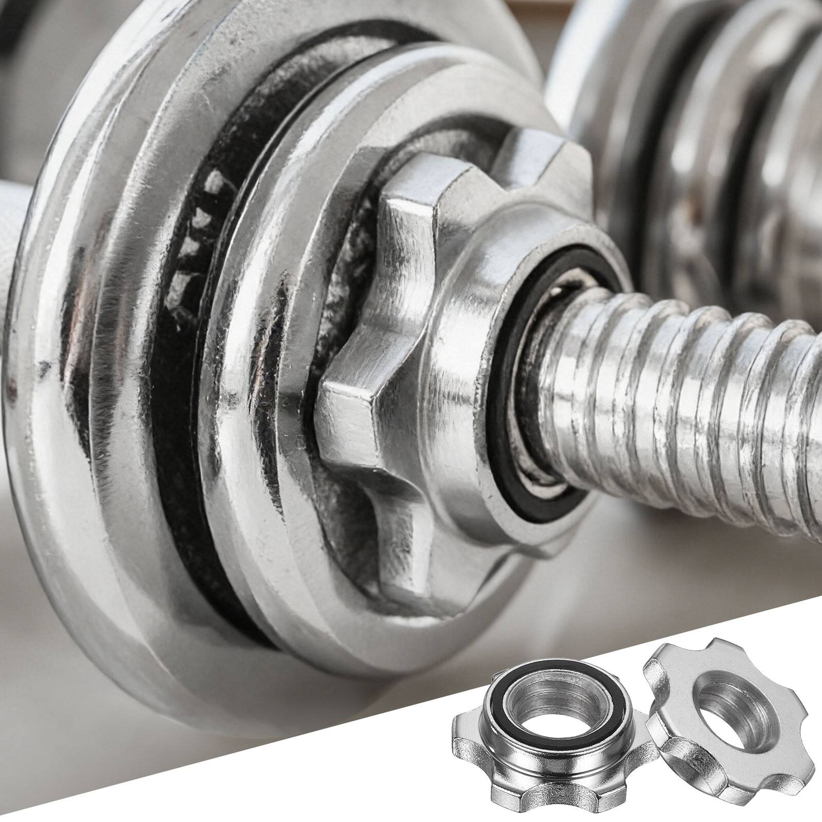 Alt View 4. Unique Bargains - Dumbbell Collars, Barbell Spin Lock Hex Nuts Anti Slip Weight Clip 1" 4pcs Steel for 1" Barbell/Dumbbell - Silver.