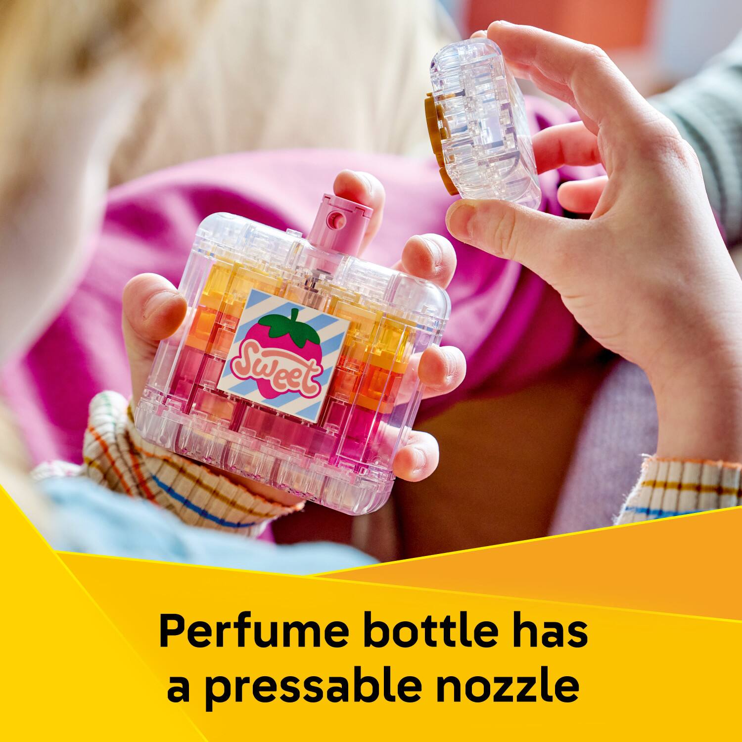 Perfume bottle has a pressable nozzle
