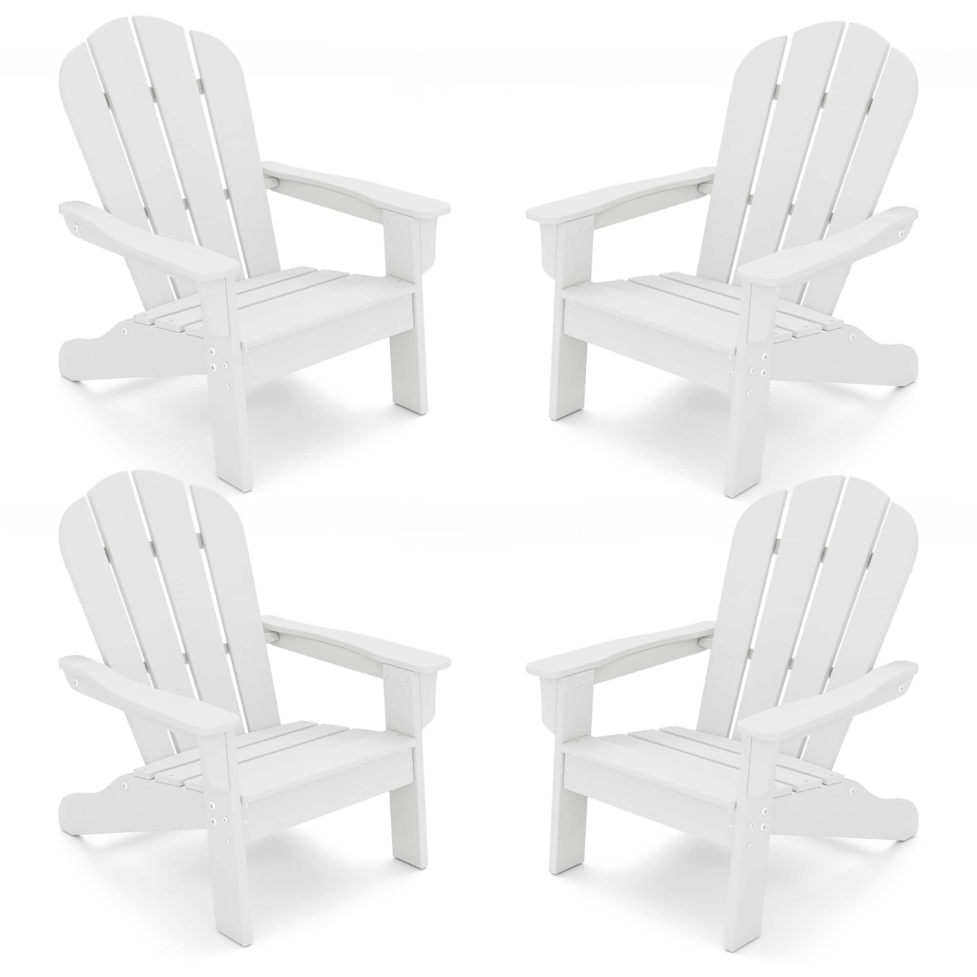 Gymax - 4PCS Kid's Adirondack Chair All-Weather HDPE Toddler Lawn Chair w/ Ergonomic Design - White