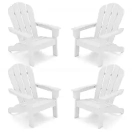 Gymax - 4PCS Kid's Adirondack Chair All-Weather HDPE Toddler Lawn Chair w/ Ergonomic Design - White