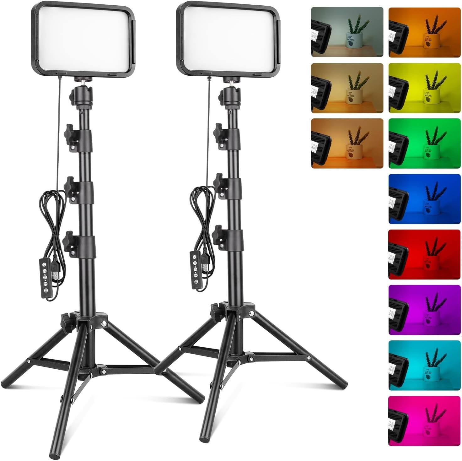Schertz - RGB Video Lighting Kit with Tripod – 16-Color Studio Lights for YouTube, TikTok, Live Streaming & Makeup