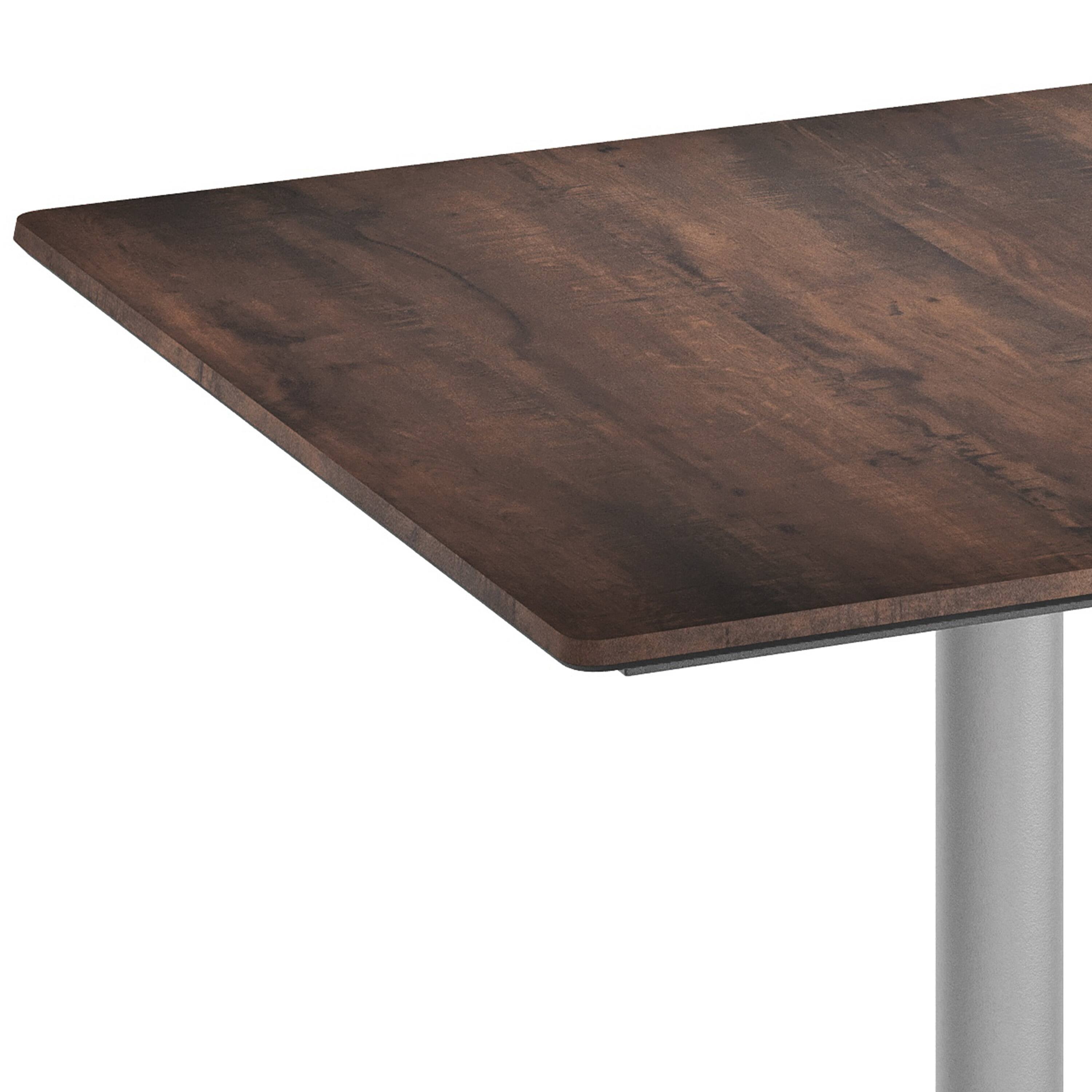 Alt View 9. Emma + Oliver - PureShield Indoor Outdoor Tabletop with Seam-Free Surface Innovation and Cast Iron Bistro Table Base - Dark Brown/Silver Base.