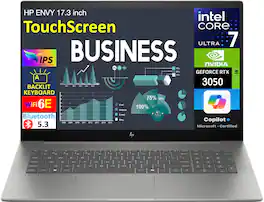 HP - ENVY 17t-cw100 Laptop, Core Ultra 7 155U, 32GB, 1TB SSD, 17.3" Touch FHD (1920x1080), GeForce RTX 3050, Win 11 Pro - Gray
