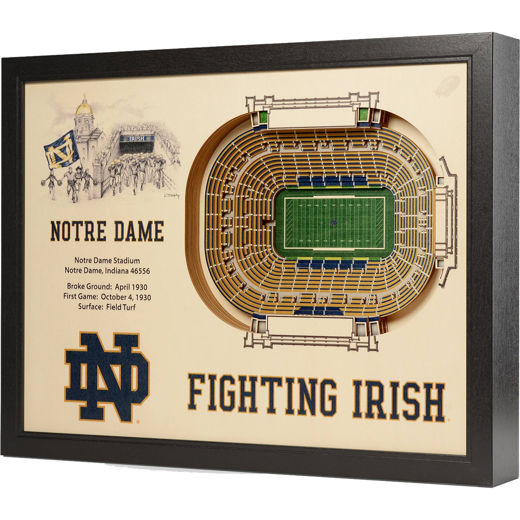 YouTheFan - Notre Dame Fighting Irish 25.5" x 19.5" Notre Dame Stadium Stadium Views Wall Art - Multicolor