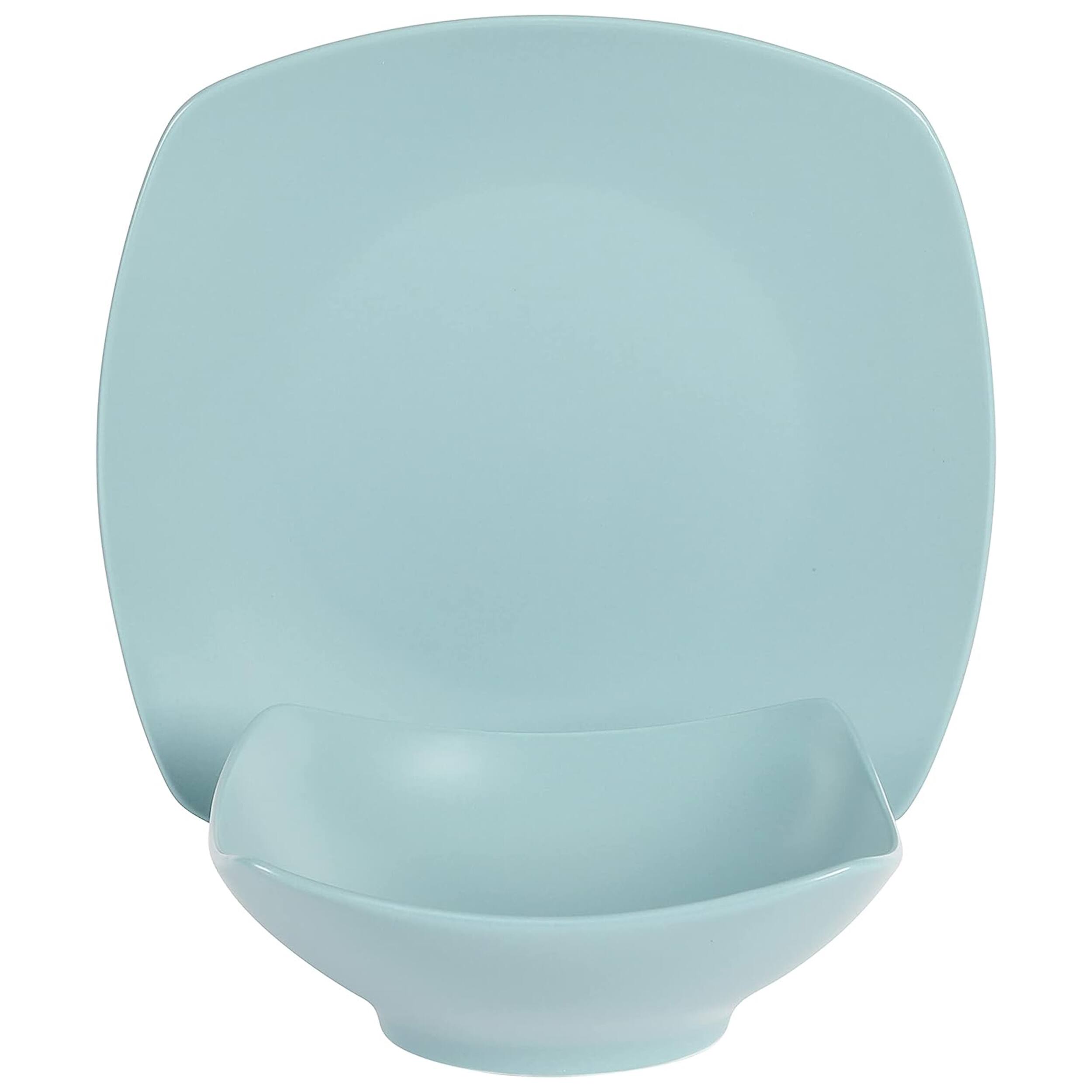 Alt View 1. Gibson - Gibson Home Zen Buffetware 8 Piece Fine Ceramic Dinnerware Set In Matte Arctic Blue - Blue.