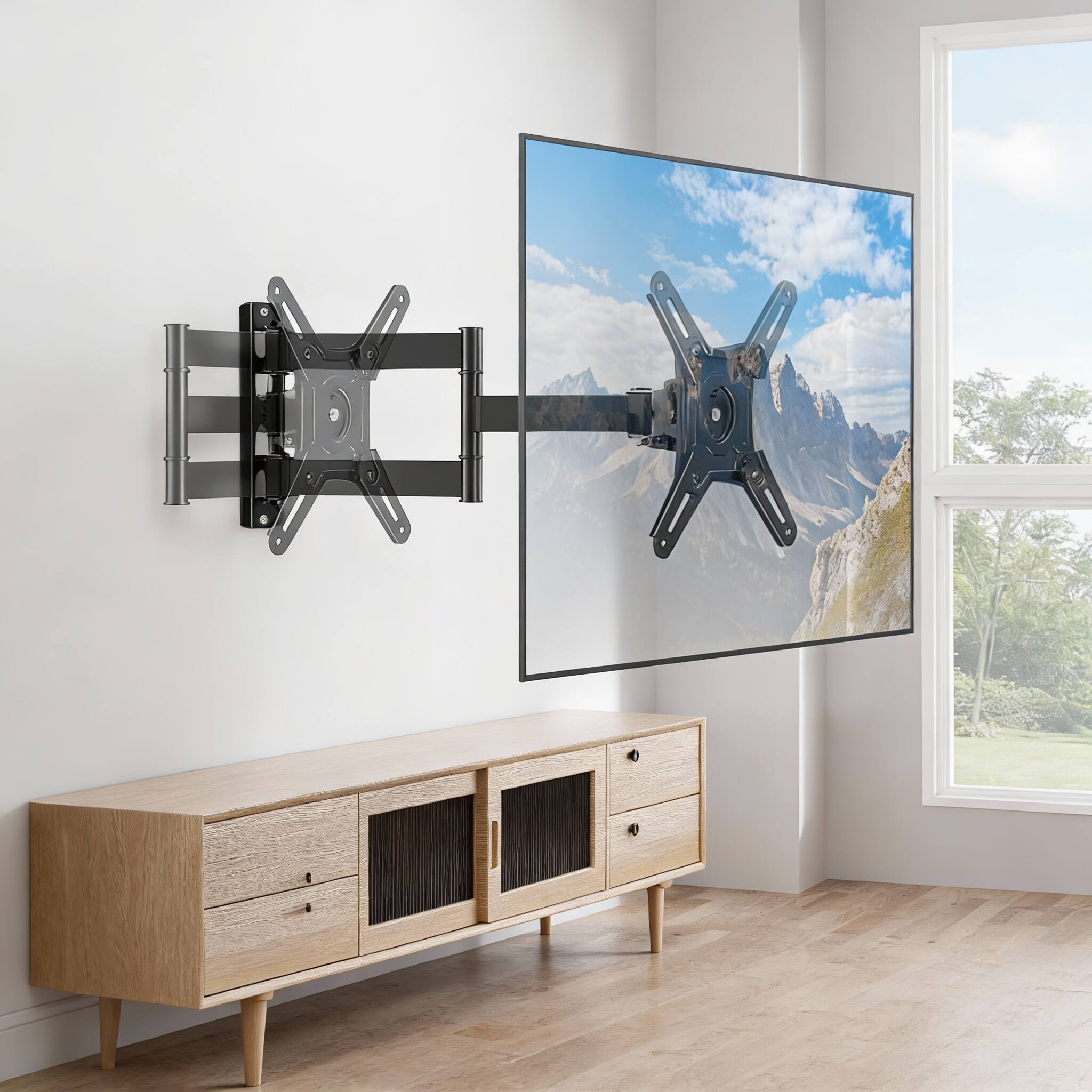 Alt View 2. Frangdom - UL 3-Arm Full Motion Wall Mount 14-42" 200x200 VESA 44 lbs 14.8" Extension - BLACK 3 Arms: 14.8".