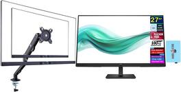 HP - Series 3 Pro 327pf 27" FHD IPS Monitor, Anti-Glare, VGA, (B0CG3UT#ABA) w/DKZ Hub & Ergoflexy Single Mount Arm - Black