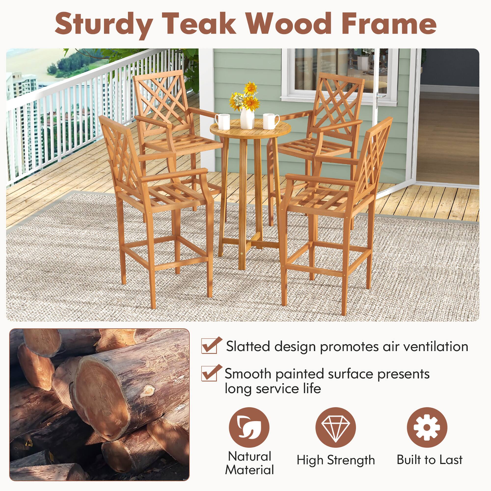 Sturdy Teak Wood Frame: Slatted design promotes air ventilation, smooth painted surface presents long service life, natural material, high strength, built to last.
