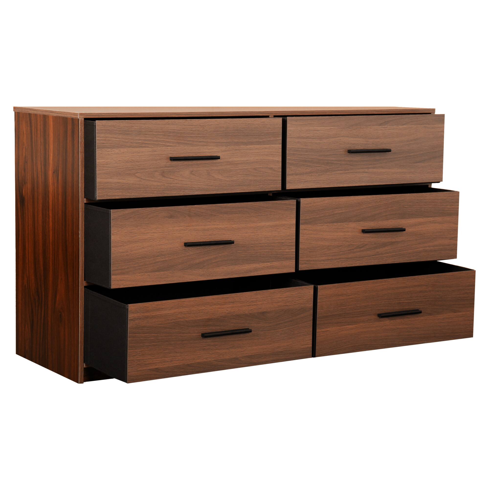 Alt View 2. GOODSILO - Modern 6-Drawer Fabric Dresser with Water-Resistant Wood Top for Bedroom Storage - Walnut.