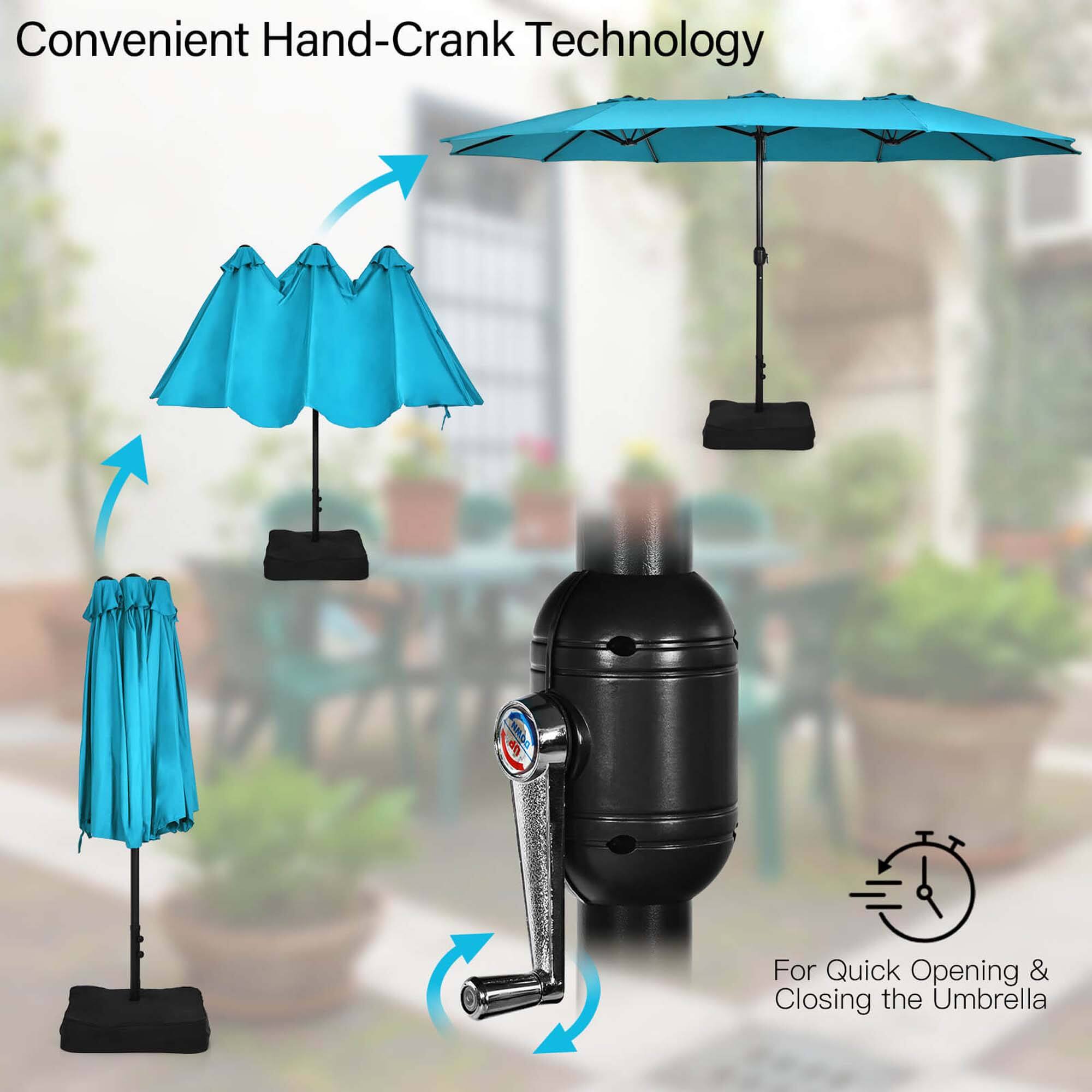 Convenient Hand-Crank Technology: For Quick Opening & Closing the Umbrella
