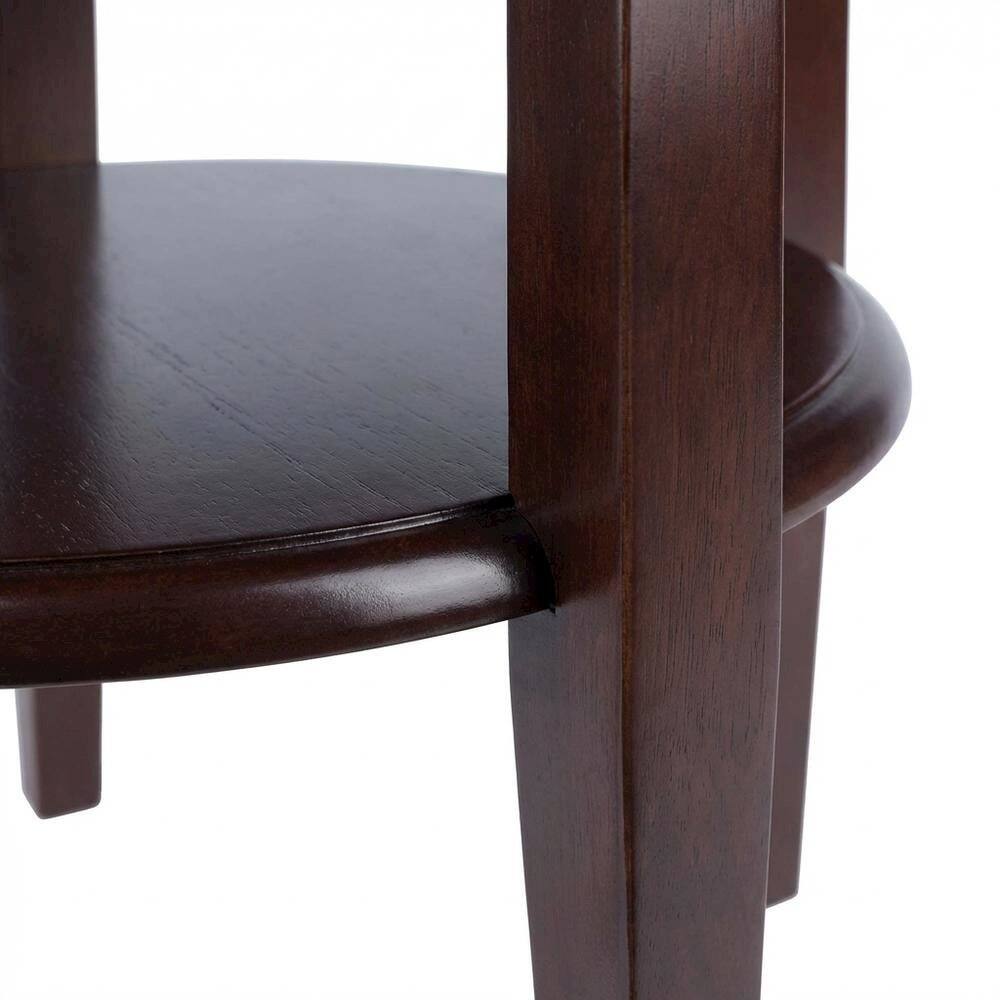 Alt View 1. FurniFact - Farmhouse Solid Wood End Table With Drawer For Living Room - Walnut.