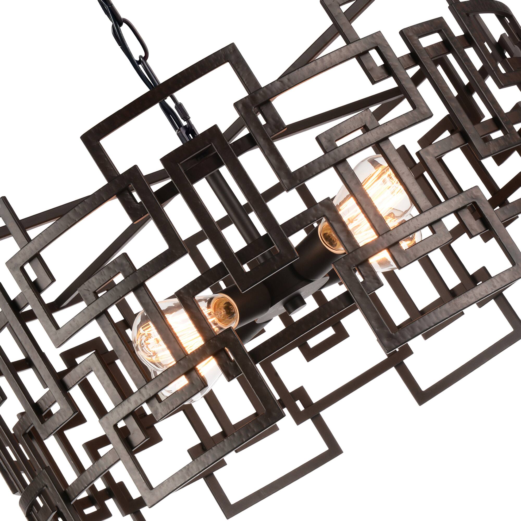 Left. CWI Lighting - Litani 4 Light Down Chandelier With Brown Finish - Brown.