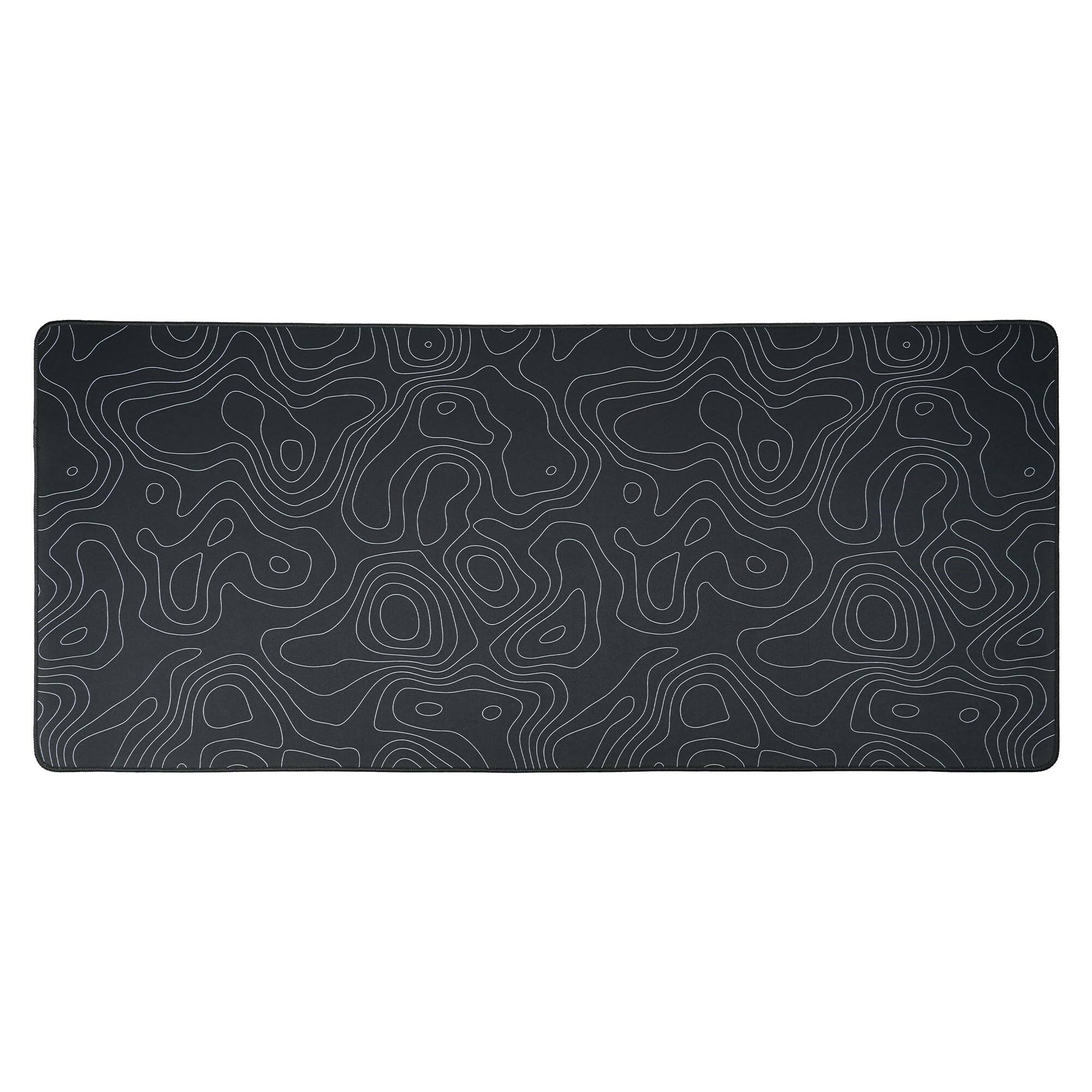 Alt View 3. Comfort Essence - Black Xxl Gaming Mousepad Topographic Map Desk Matstitched Edgeswaterproof Comfortable With Non-slip Rubber - White Topograph.
