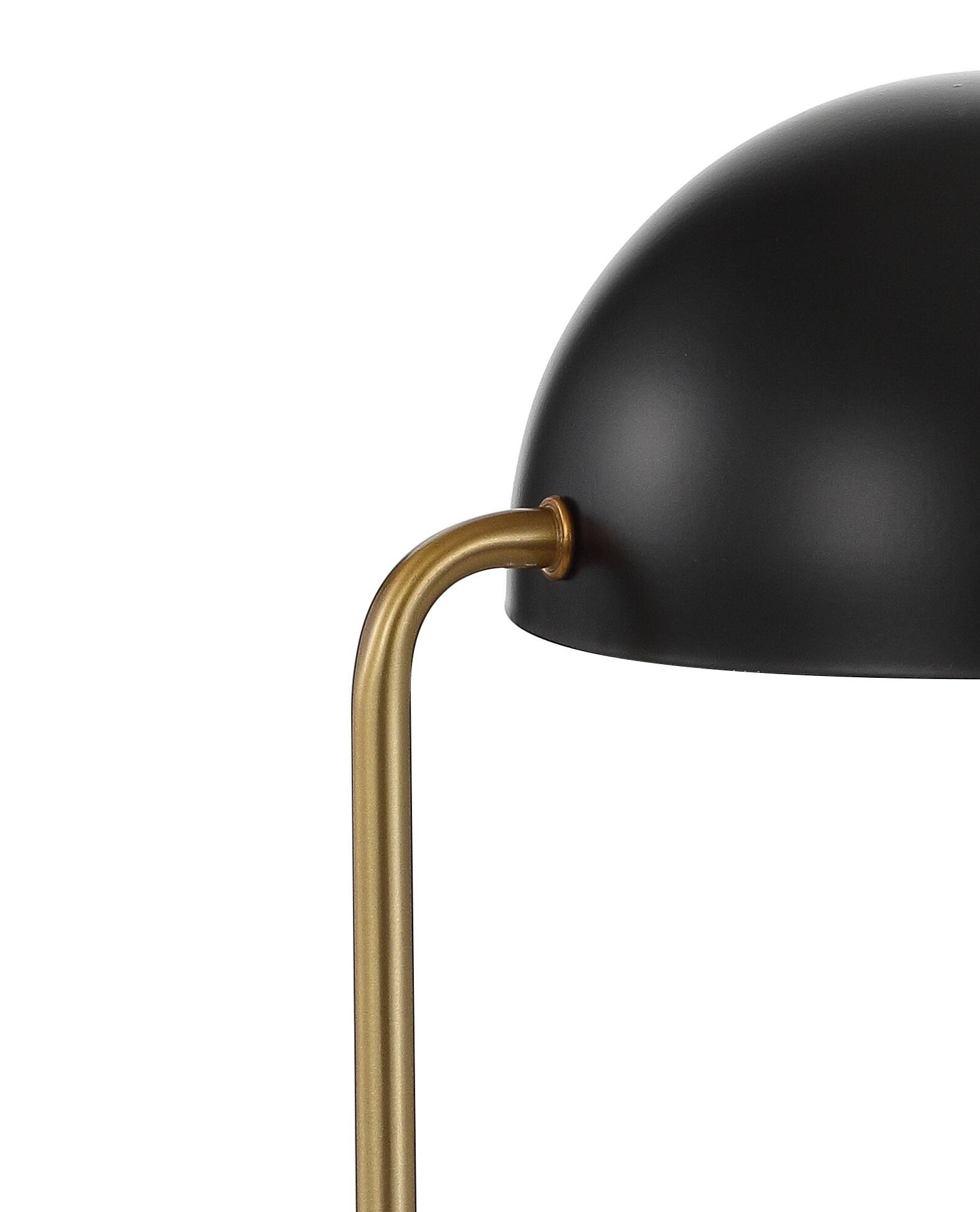 Alt View 4. Jonathan Y - Porter 13.5" Art Deco Dome Lamp with Marble Base, Brass Gold/Black - Brass Gold/White.
